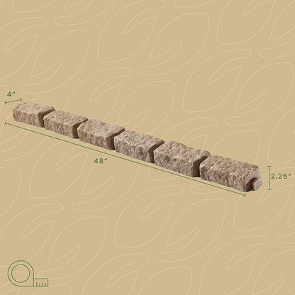 Beuta Landscape Edging | Garden Edging Border | Faux Stone Bricks for Lawn edging, Flower beds, Pathways & Yard Edging– 4 Packs | Each Section Has 6 Bricks 48"L x 4"W x 2.25"H | 12 Spikes |Sandstone