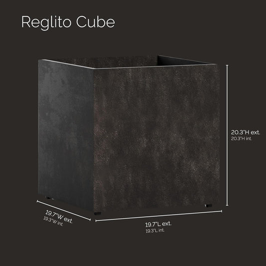 Reglito Cube Planter - 19.7 in x 19.7 in x 20.3 in - Brown Stone