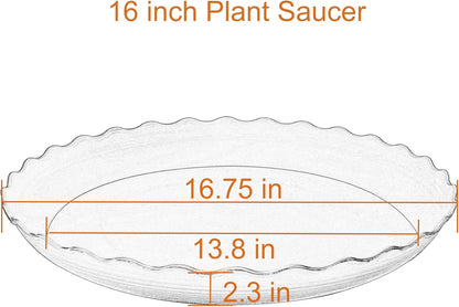 Large Plant Saucer 16 inch, 2 Pack Heavy Sturdy Plastic Plant Tray for Planter, Flower Saucers for Indoors, Flower Pots Saucers, Plant Drainage Tray Round (Terracotta)
