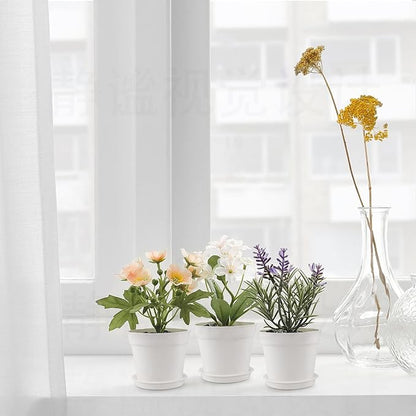 28 Pack 4 inch Small Plant Pots, Plastic Planters with Drainage Holes and Saucers for Flowers Plants, Succulents, Seed Starting Pots, White