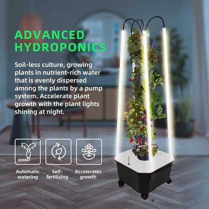 Hydroponic Growing System with Grow Lights, Indoor Gardening System, Grow Plant Food at Home with 40 Pieces at a time for Fruits, Vegetables, Herbs, and Miniature Greens (No Seedlings Included)