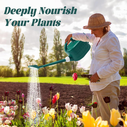 Watering Can for Indoor & Outdoor Plants, Plant Watering Can with Stainless Steel Shower Head, 1 Gallon Plastic Water Can for Garden, Flowers, Vegetable, Greenhouse (AlpineGreen)