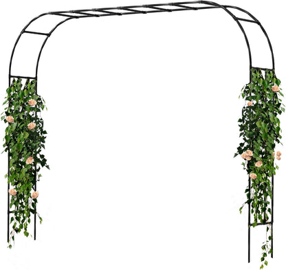 Garden Arch Trellis, Trellis Arch for Climbing Plants Outdoor, 10.5 x 7.9FT Metal Full Garden Arbor, Trellises for Patio Lawn Backyard, Large Garden Archway Decoration Black 126" x 94.5in