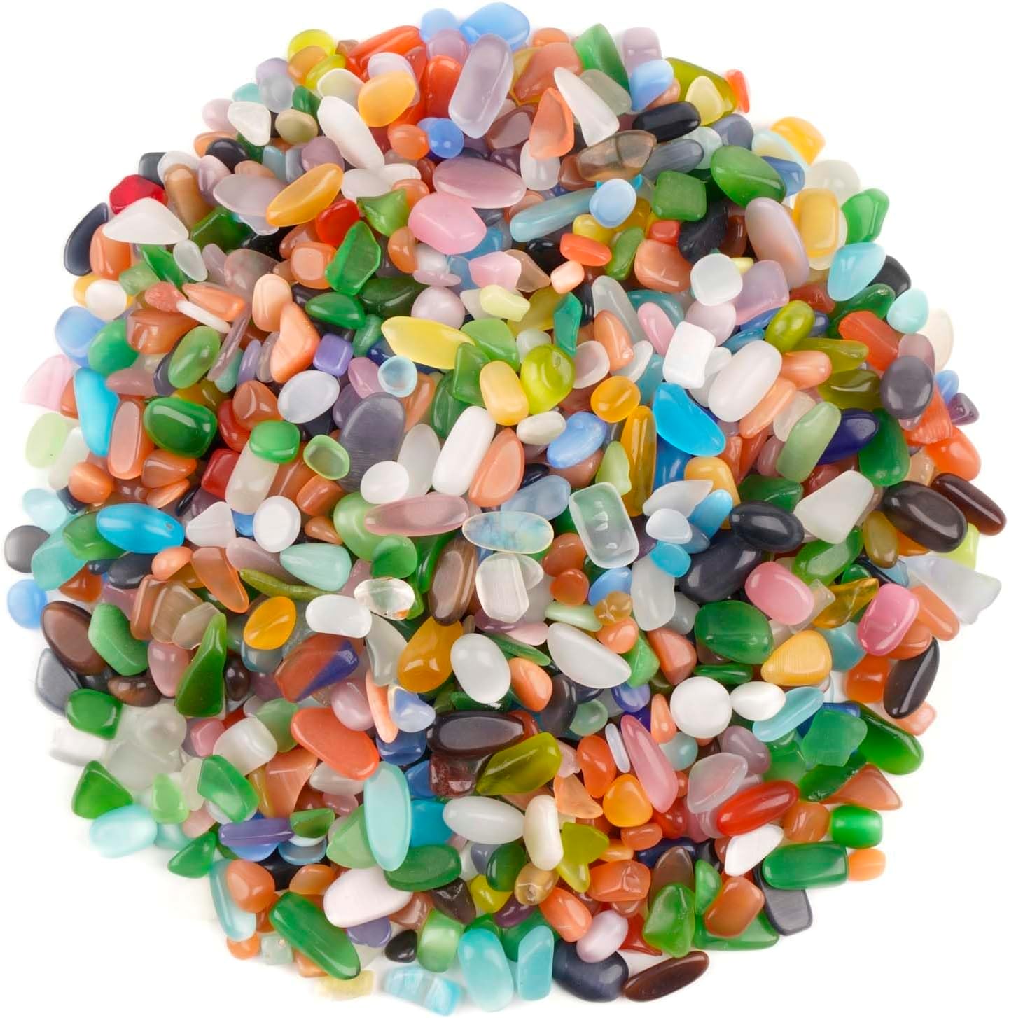 WAYBER Colorful Opal Pebbles, 2 Lbs/920g Decorative Crystal Stones Rocks Sea Glass Gravel Sand for Aquarium/Turtle Tank/Succulent Plants/Flowerpot/Vase Decoration