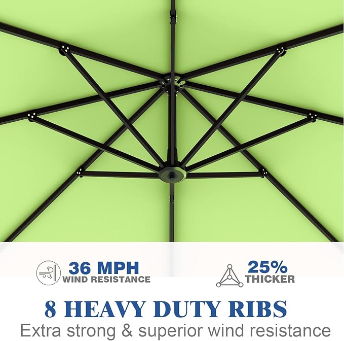 Outdoor Patio Umbrella with Sand Bag Included, 11 FT Deluxe Curvy Cantilever Umbrella Offset Hanging Umbrella with 360° Rotation for Market, Pool, Garden, Backyard, Deck