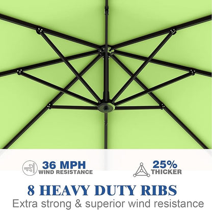 Outdoor Patio Umbrella with Sand Bag Included, 11 FT Deluxe Curvy Cantilever Umbrella Offset Hanging Umbrella with 360° Rotation for Market, Pool, Garden, Backyard, Deck