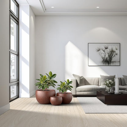 Kante 19.9",15.7",11.8" Dia Round Concrete Planter Set of 3, Outdoor/Indoor Large Bowl Plant Pots with Drainage Hole and Rubber Plug for Garden Patio Balcony Home, Rusty