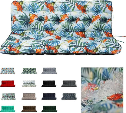 Swing Replacement Cushions with Backrest, 2 or 3 Seater Waterproof Non-Slip Overstuffed Swing Pad, Indoor/Outdoor Bench Cushion for Porch Chair Swings Garden Furniture (Summer, 40 * 55 in)