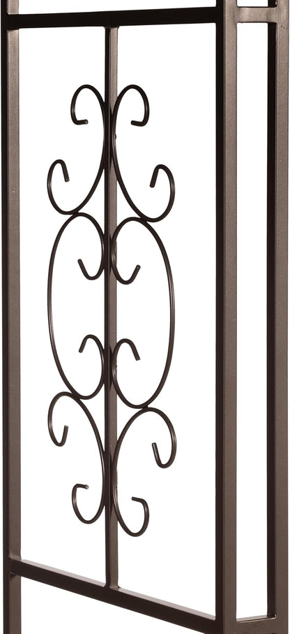 Evergreen Plow & Hearth Montebello-Gunmetal Garden Arbor - 7 Feet Tall | Slim Metal Arch with Iron Trellis for Climbing Plants | Elegant Wedding Arbor | Outdoor Patio & Garden Decor