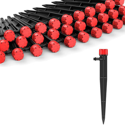 Pawfly 60 Pcs Drip Irrigation Emitters, Garden Drippers for Plants Watering System, Sprinkler Heads with Adjustable 360 Degree Water Flow, Drip Emitters for 1/4" Drip Irrigation Tubing