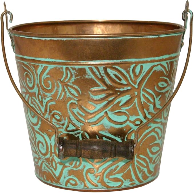 Headwind Vintage Collection - Floral Vintage Copper Planter with Handles – 8 Inch Medium Flower Pots Decorative Plant Indoor – Plant Pots Indoor with Drainage by Robert Allen