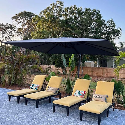 PURPLE LEAF 9' X 11.5' Patio Umbrella Outdoor Cantilever Rectangle Umbrella Aluminum Offset Umbrella with 360-degree Rotation for Garden Deck Pool Patio, Light Grey
