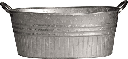 Headwind Oval Galvanized Tubs Planter with Handles – 24 Inch Lightweight Steel Indoor Oval Plant Pot with Drainage Holes – Large Galvanized Tub Flower Bucket – Outdoor Planter by Robert Allen