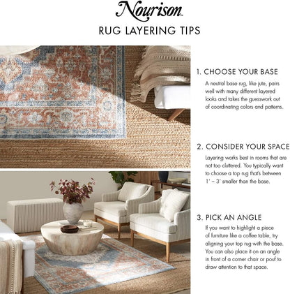 Nourison Home Positano Indoor/Outdoor Green 5' x 7' Area Rug, Easy Cleaning, Non Shedding, Bed Room, Living Room, Dining Room, Backyard, Deck, Patio (5x7)