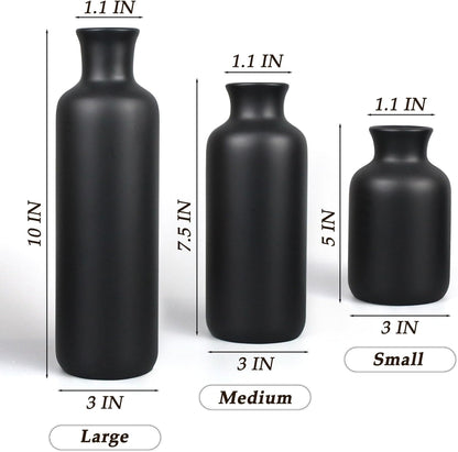 Resin 3 Piece Vase Set, Farmhouse Decor, Home Decorative Vase, Vases for Your Kitchen, Bedroom, Office, Living Room, Bathroom, & Shelf Centerpiece Table Decorations, Black