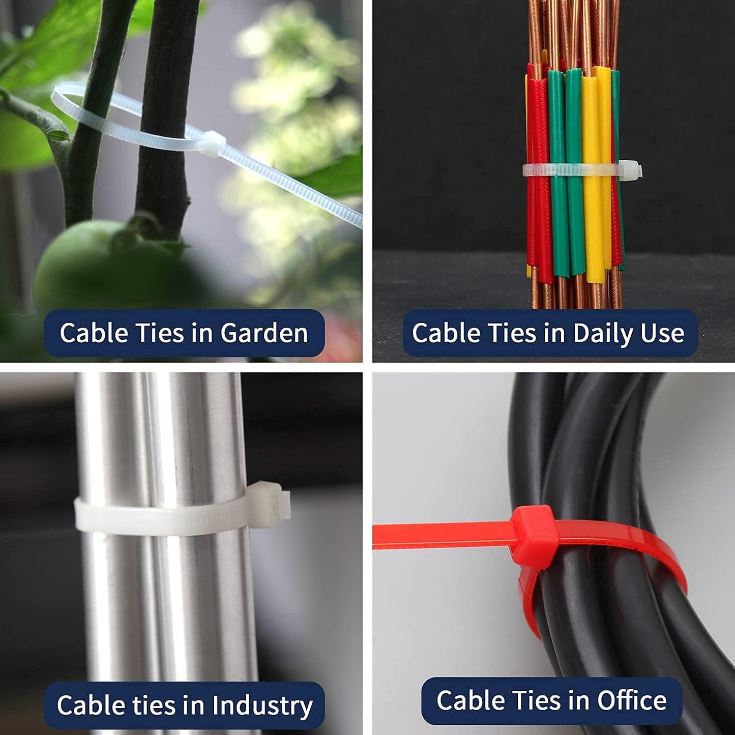 XINGO 10 Inch Cable Zip Ties (500 Pack), 40 Lbs Tensile Strength-Heavy Duty, Self-Locking Nylon Plastic Nylon Wire Ties for indoor and outdoor (Blue)