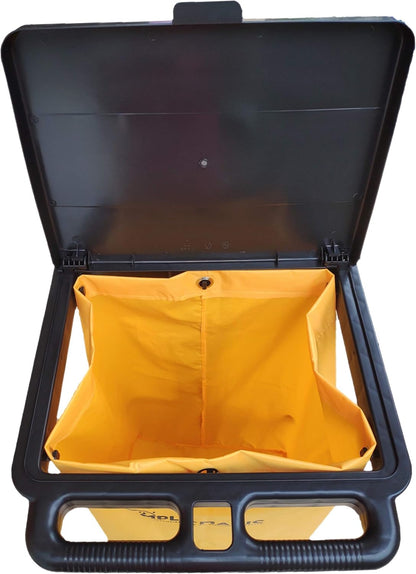 SIMPLI-MAGIC Janitorial Cart, 330 lbs Capacity – 3-Shelf Commercial Housekeeping Cleaning Cart on Wheels, 25 Gallon Bag with Lid – Stable, Smooth Movement