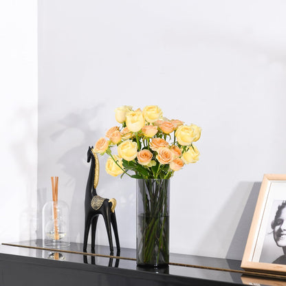 Flower Vase, Non-breakable Vases, 4" W x 16" H, Acrylic Grey Vase, Aesthetic Room Decor Cylindrical Modern Flower Vases for Table Centerpiece, Home Decor, Women Floral Arrangement Gift