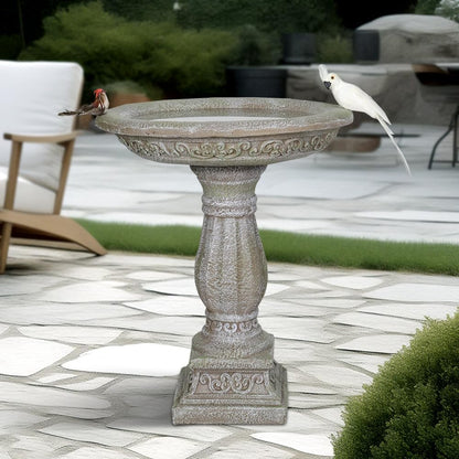 20”Dia.X 23.8”Tall Outdoor Birdbath with Pedestal - Modern Garden Birdbaths Outdoor Decor for Bird Spa & Birdfeeder, Floor Bird Baths for Garden Patio, Yard, Lawn