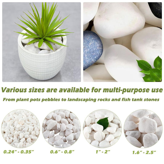 18.7 Lbs Natural River Rocks for Plants 0.6"-0.8" Small White Landscaping Garden Stones White Aquarium Gravel for Decorative Pebbles for Indoor Outdoor Planters