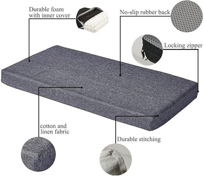 SAMTY Memory Foam Chair Pads Non-Slip Rubber Back Indoor Swing /Settee Cushion 36inX16inX2in(91.5X40.5X5CM), Grey