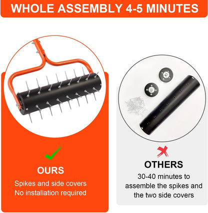 Lawn Aerator, 21" Manual Push Coring Aerator,Preasembled Spike Gardening Aerator Tool,Lawn Plug Soil Aerator,Aerator Lawn Tool,75" Adjustable Handle with Quick Clip,Heavy Duty Aerator.