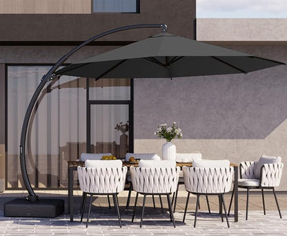 Kingdura 12ft Cantilever Patio Umbrella with Base Included, Large Round Offset Outdoor Pool Umbrella, 360° Rotation & Infinite Tilt, Heavy Duty Aluminum Frame for Deck Backyard, Grey