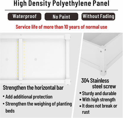 HDPE Raised Planter Box Outdoor,Rot-Resistant and Non-Cracking,Raised Beds for Gardening 29.5 * 14.4 * 9.8 in for Yard,Lawn,Outdoor Planter Boxes Rectangle with Drainage Holes White