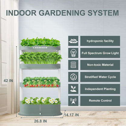 64 Pods Large Capacity Hydroponic Tower,4-Layer Hydroponics Growing System Kit with Full-Spectrum LED Grow Light,Timing Control,Indoor Hydroponic Garden for Plants Herb Vegetable