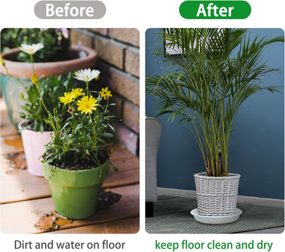 3 Pack Plant Saucer Heavy Duty Sturdy Drip Trays for Indoor and Outdoor (14 Inch, White)