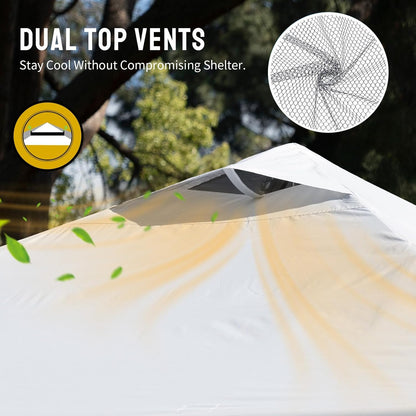 CROWN SHADES 12x12 Pop Up Canopy Outside Canopy, Patented One Push Tent Canopy with Wheeled Carry Bag, Bonus 8 Stakes and 4 Ropes, White