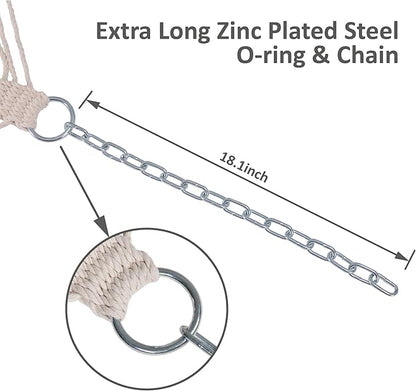 SUNCREAT Double Hammock for 2 Person, Extra Large Outdoor Portable Hammock with Hardwood Spreader Bar, Soft Pillow, 475 lbs Capacity, Beige