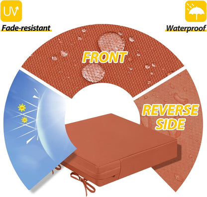 AAAAAcessories Outdoor Seat Cushions for Chairs, Waterproof, Fade-Resistant Patio Furniture Replacement Cushions, 19" x 19" x 3", Set of 2, Rust