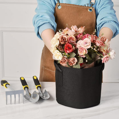 12-Pack 30 Gallon Thickened Non-Woven Grow Bags, Aeration Fabric Pots with Handles（Black）