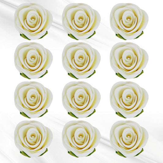Confect Edible Flower | Edible Flower for cake & Cupcake decorations | Doughnut Edible Toppers | White venetian Flower - Vegan, Gluten-Free, Soy-Free, Dairy-Free, Palm Oil-Free -Pack of 12