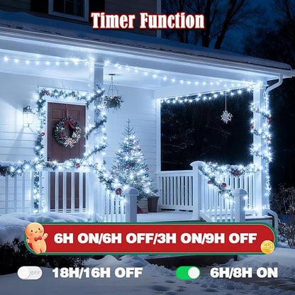 Voice Control 88ft 240LED Smart Christmas String Lights Outdoor/Indoor | String Lights Plug in with Remote, 12Modes, 7Voice Commands & Timers, Christmas Twinkle Light for Xmas Tree Decor (Cool White)