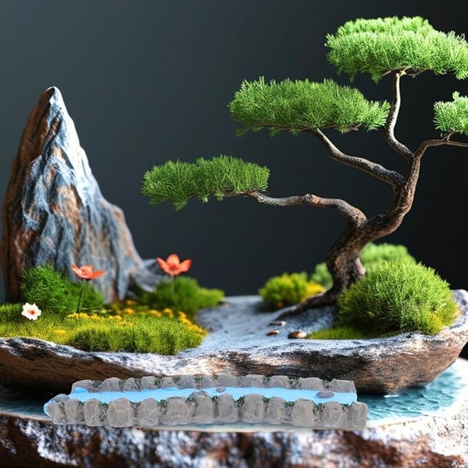 jojofuny 2pcs Miniature River: Diorama Resin Stream for Fairy Garden Accessories - Fairy Garden Pond for Dollhouse Landscape Scenery Layout Home Decoration