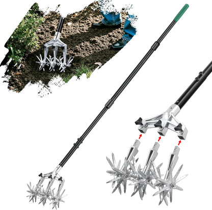 Rotary Cultivator Garden Tiller, Hand Cultivator with Detachable Thicker Tines&Strong Force Handle, Cultivators for Gardening, Rotary Tiller for Soil Mixing, Prepare New Garden