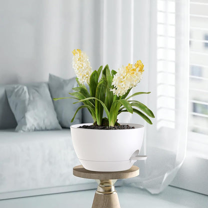 12 Inch Hanging Baskets 2 PC with Chains, Self-Watering Hanging Planters for Indoor Outdoor Plants, Plastic Hanging Flower Pots,White