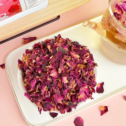 XIEJINJI Dried Rose Petals - 2.8oz/80g, Food-Grade Edible Rose Petals, Dried Flower Petals for Herbal Tea, Decoration, Baking, Crafting