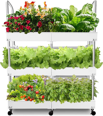 Large 3-Tier Indoor Hydroponics System Kit with Grow Lights, Double Water Pump Indoor Garden, and 72 Large Pods for Vegetables Herbs Microgreens