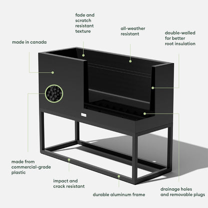 Veradek Block Series Raised Long Box Planter for Patio & Garden | Durable All-Weather Use with Aluminum Stand | Modern Décor for Herbs, Flowers