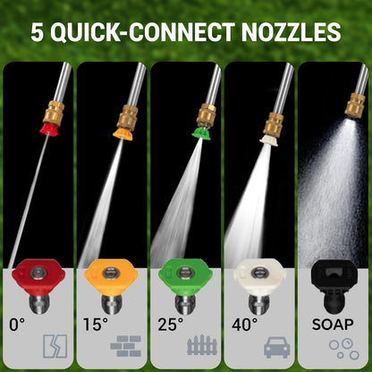 3600 PSI Gas Pressure Washer, 2.3 GPM Heavy-Duty Power Cleaner with 212CC Engine, 5 Quick-Connect Nozzles, 30FT Hose & Reel, Maintenance-Free Axial Cam Pump, for Commercial, Home Cleaning