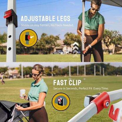 CROWN SHADES 12x12 Pop Up Canopy Outside Canopy, Patented One Push Tent Canopy with Wheeled Carry Bag, Bonus 8 Stakes and 4 Ropes, Black