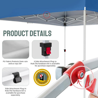 CROWN SHADES 10x10 Heavy Duty Canopy - Premium Pop Up Canopy Tent - Extra Sun Shade Protection with 400D Strength Oxford Fabric - Great for Trade Shows, Events, Tailgates & Commercial Use, Blue