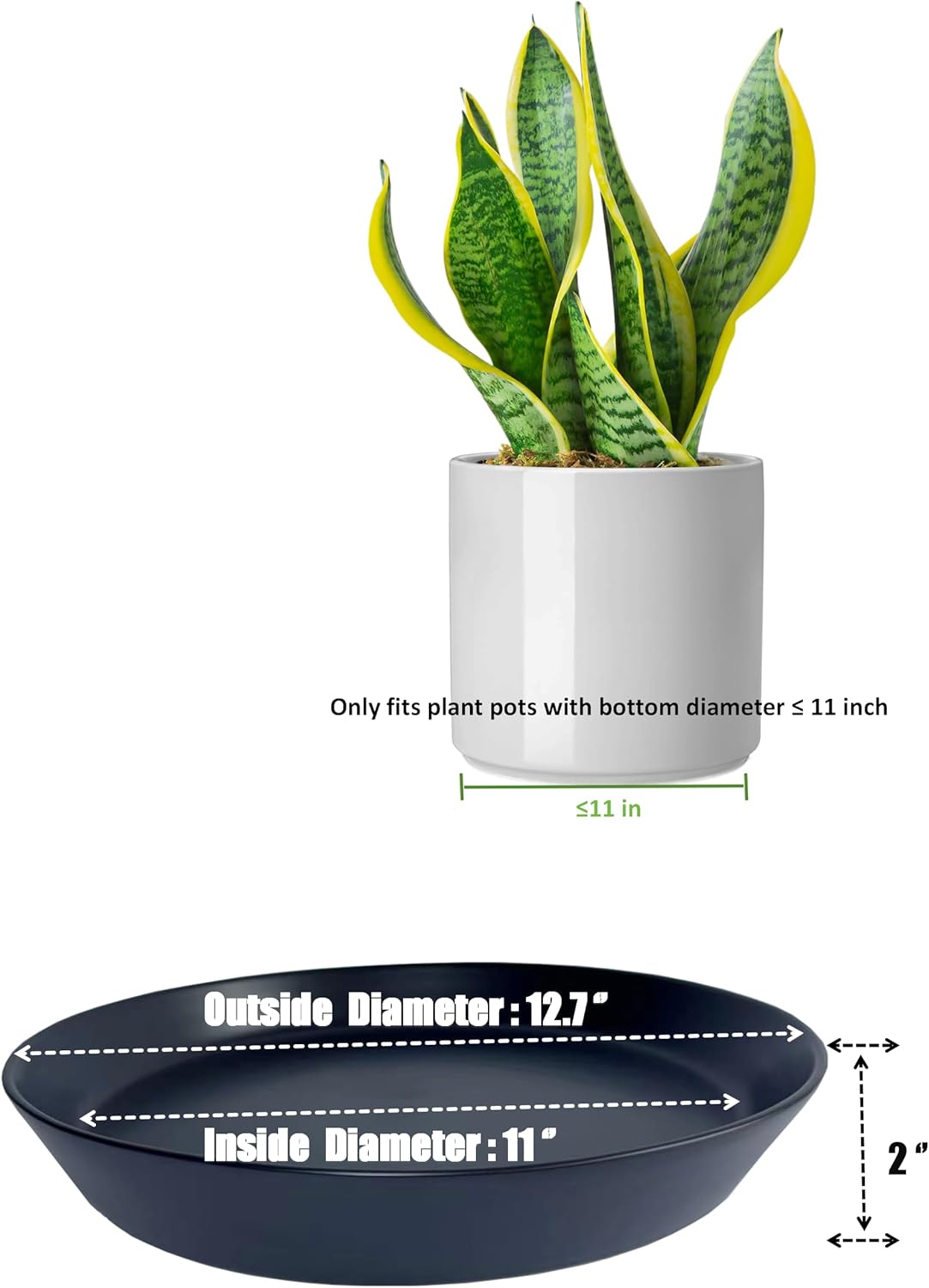 Plant Saucers 12 Inch (12.7 Inch) Plant Trays, Durable Round Glazed Ceramic Flower Plant Water Drip Tray for Pots Planter