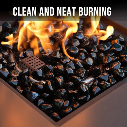 Skyflame 10-Pound Fire Glass Diamonds for Fire Pit Fireplace Landscaping, 1/2 Inch Reflective Glass Fire-Diamonds, Onyx Black