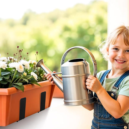 2 Pcs Window Box Brackets, Adjustable Window Planter Box Brackets, Heavy Duty Iron Flower Box Brackets for Railings, with Enhanced Bottom Support - Perfect for Balconies, Fences, Gardens