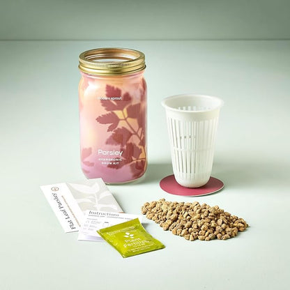 Modern Sprout Garden Jar & Herb Stripper Bundle, Self-Watering Herb Grow Kit w/Recyclable Mason Jar + 3-in-1 Prep, Peeler & Grater Plate, Indoor Gardening & Kitchen Gift Set (Rosemary & Parsley)