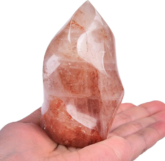AMOYSTONE Red Hematoid Flame Shaped Stone Towers Obelisk Natural Healing Crystal Quartz Reiki Energy Decoration Home Office 0.6-1.0LBS